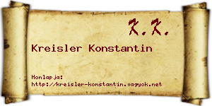 Kreisler Konstantin névjegykártya